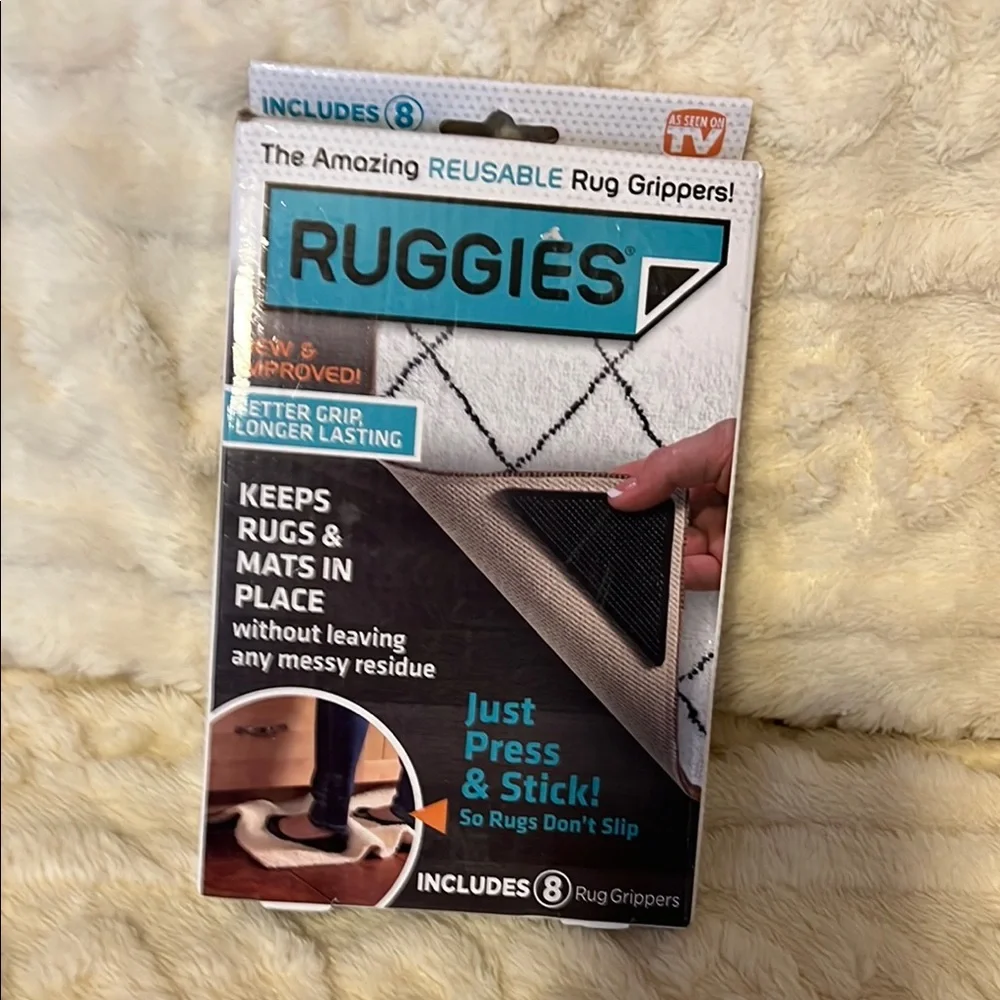 RUGGIES Reusable Rug Grippers Includes 8 Grippers